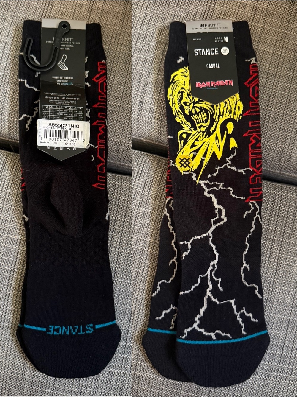 Stance Iron Maiden Black Graphic Casual Socks - Men's size M